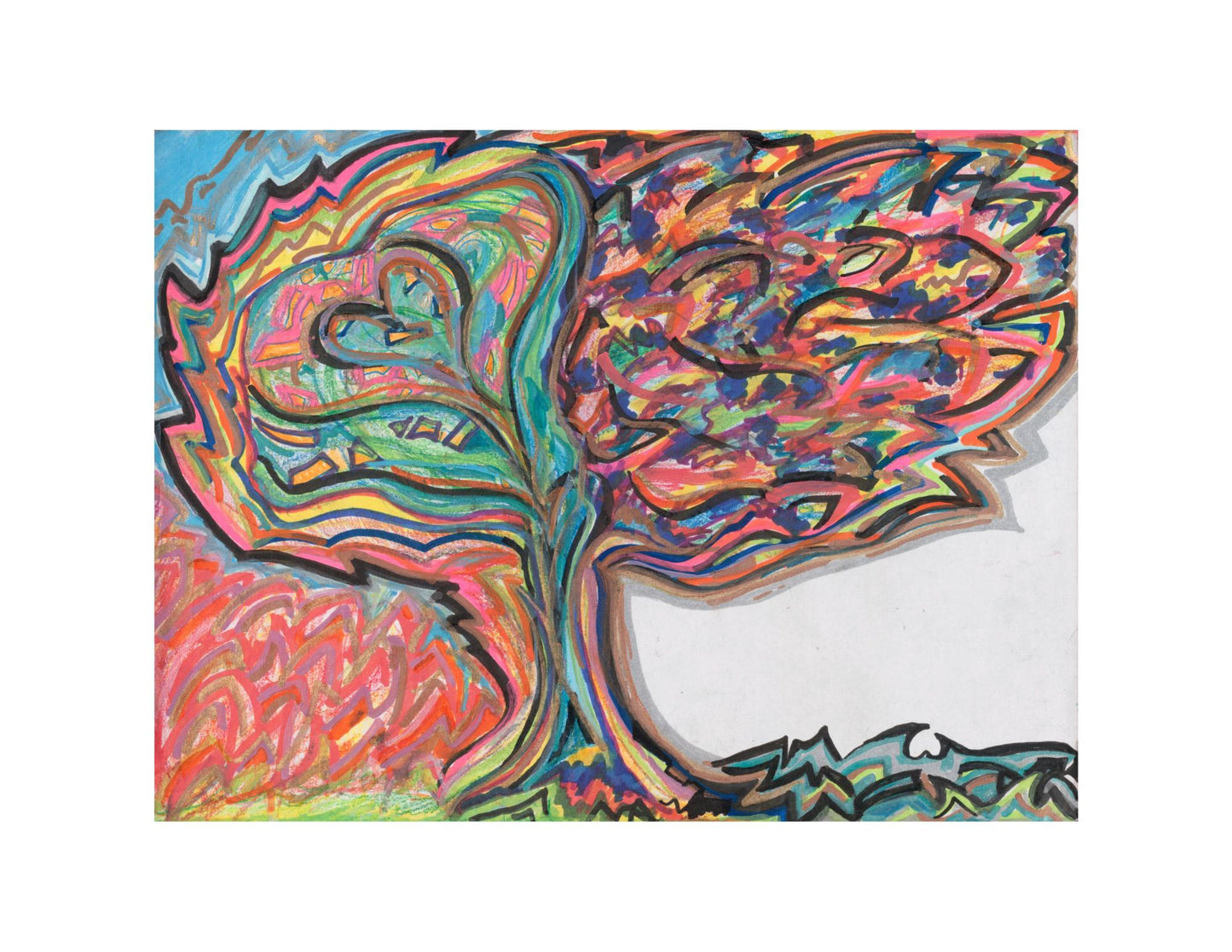 Abstract Tree Art Print | Colorful Expressionist Drawing (8.5x11 Cardstock)