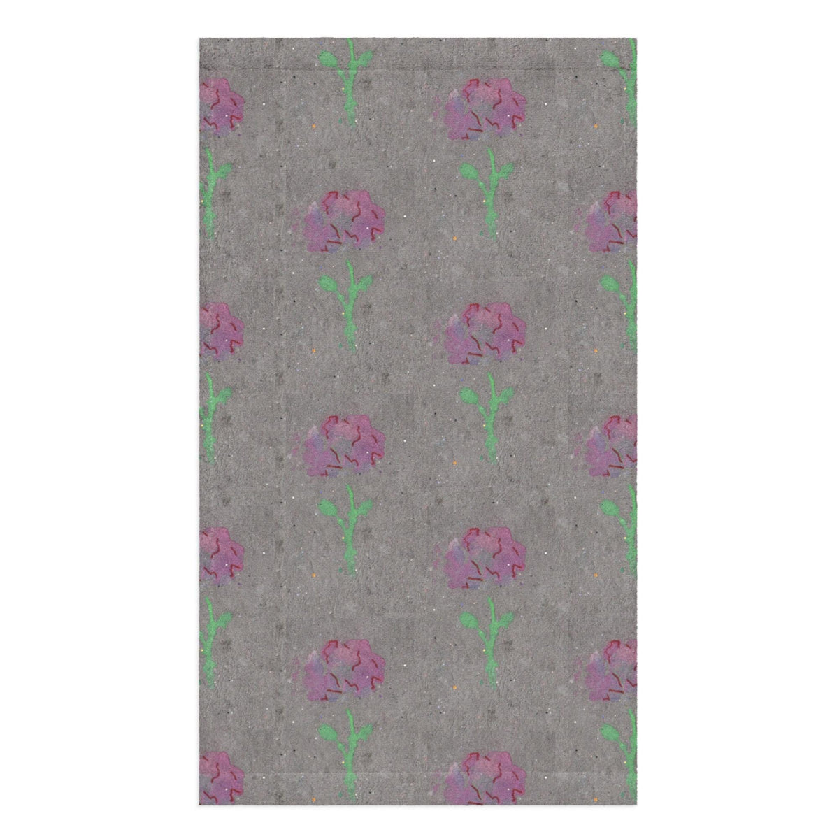 Floral Hand Towel | Grey and Pink Rose Botanical Art Kitchen Towel | 16x28 Cotton Blend