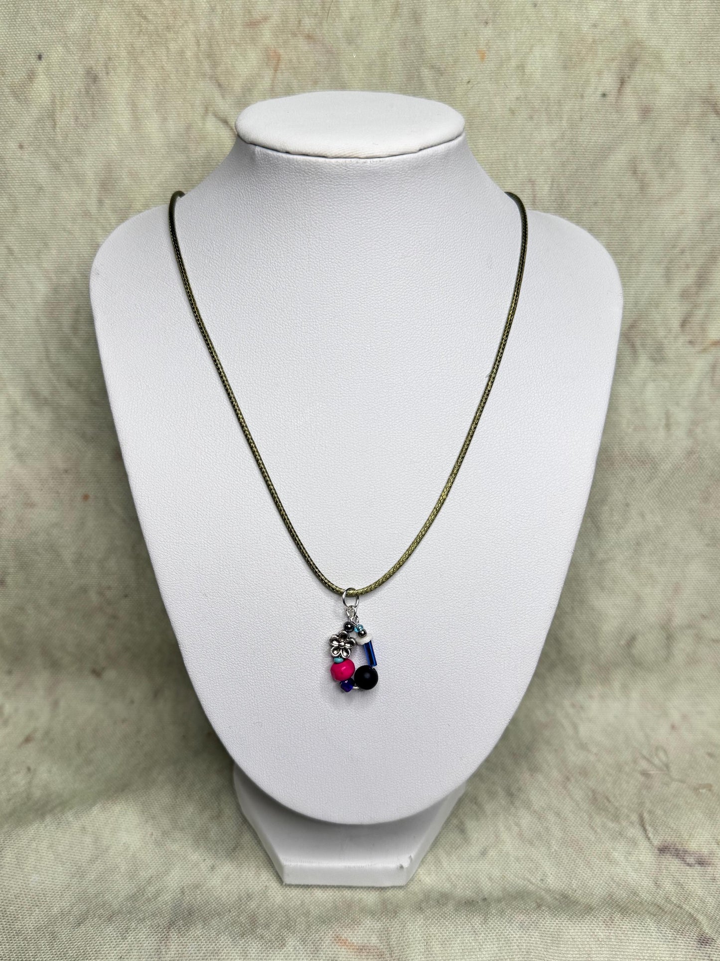 Rescued Bead Charm Necklace | Floor Findings Statement Pendant | One-of-a-Kind Found Materials Beaded Dainty Jewelry