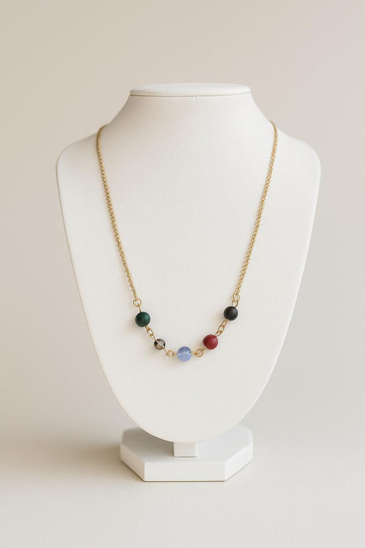 Minimal Necklace – Bead Cluster Series – Dainty Multicolor Handmade Jewelry