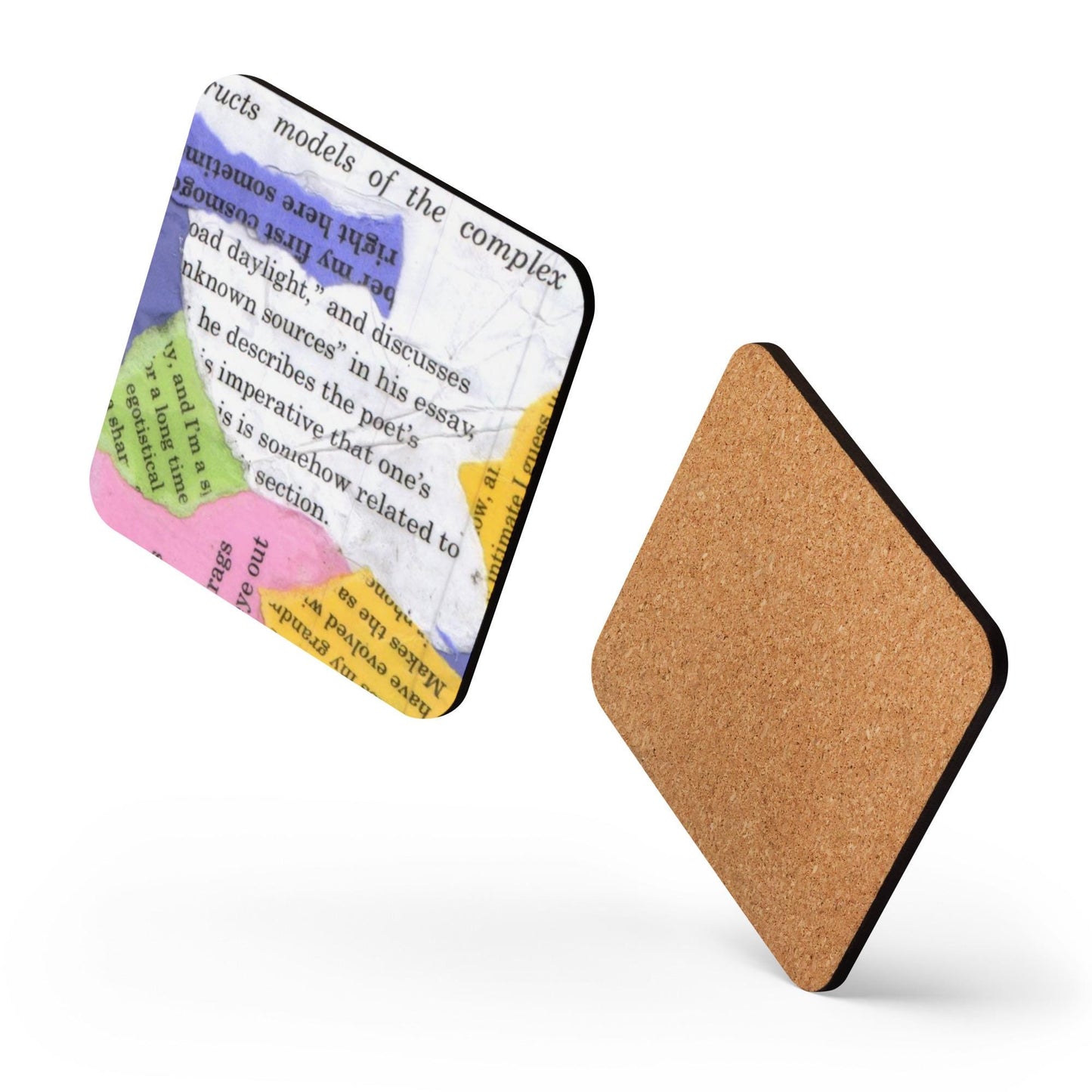 Literary Collage Coaster – Made From Old Writing Drafts – Upcycled Book Page Drink Coaster