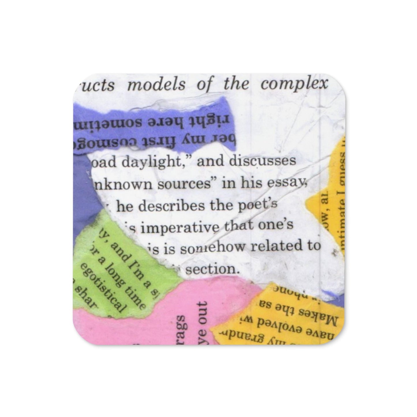 Literary Collage Coaster – Made From Old Writing Drafts – Upcycled Book Page Drink Coaster