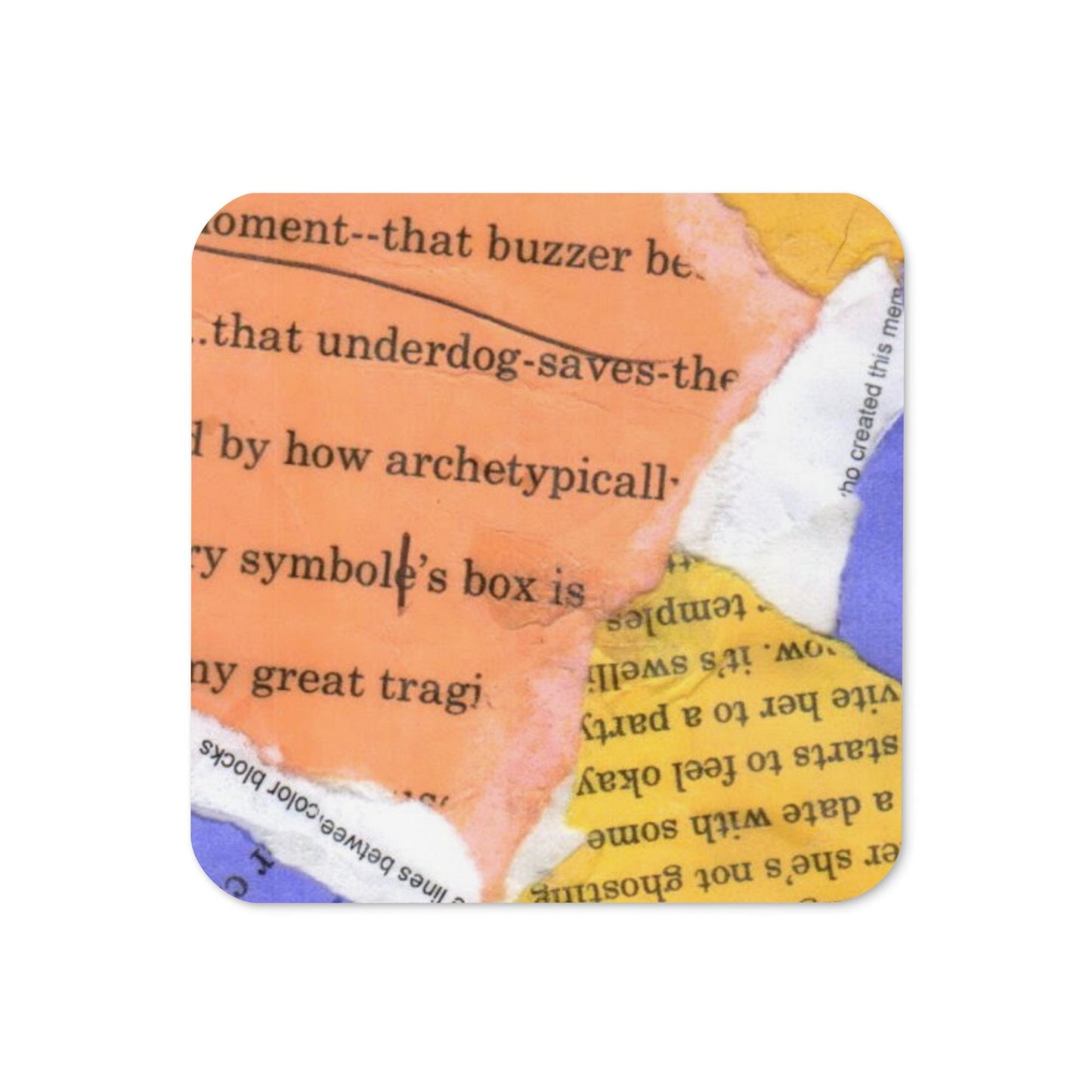 Literary Collage Coaster – Made From Old Writing Drafts – Upcycled Book Page Drink Coaster