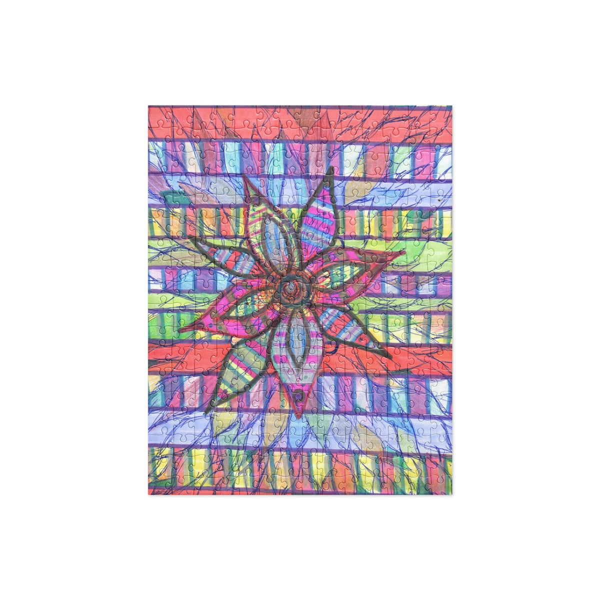 Abstract Flower Jigsaw Puzzle – Vibrant Rainbow Art, 252 Pieces