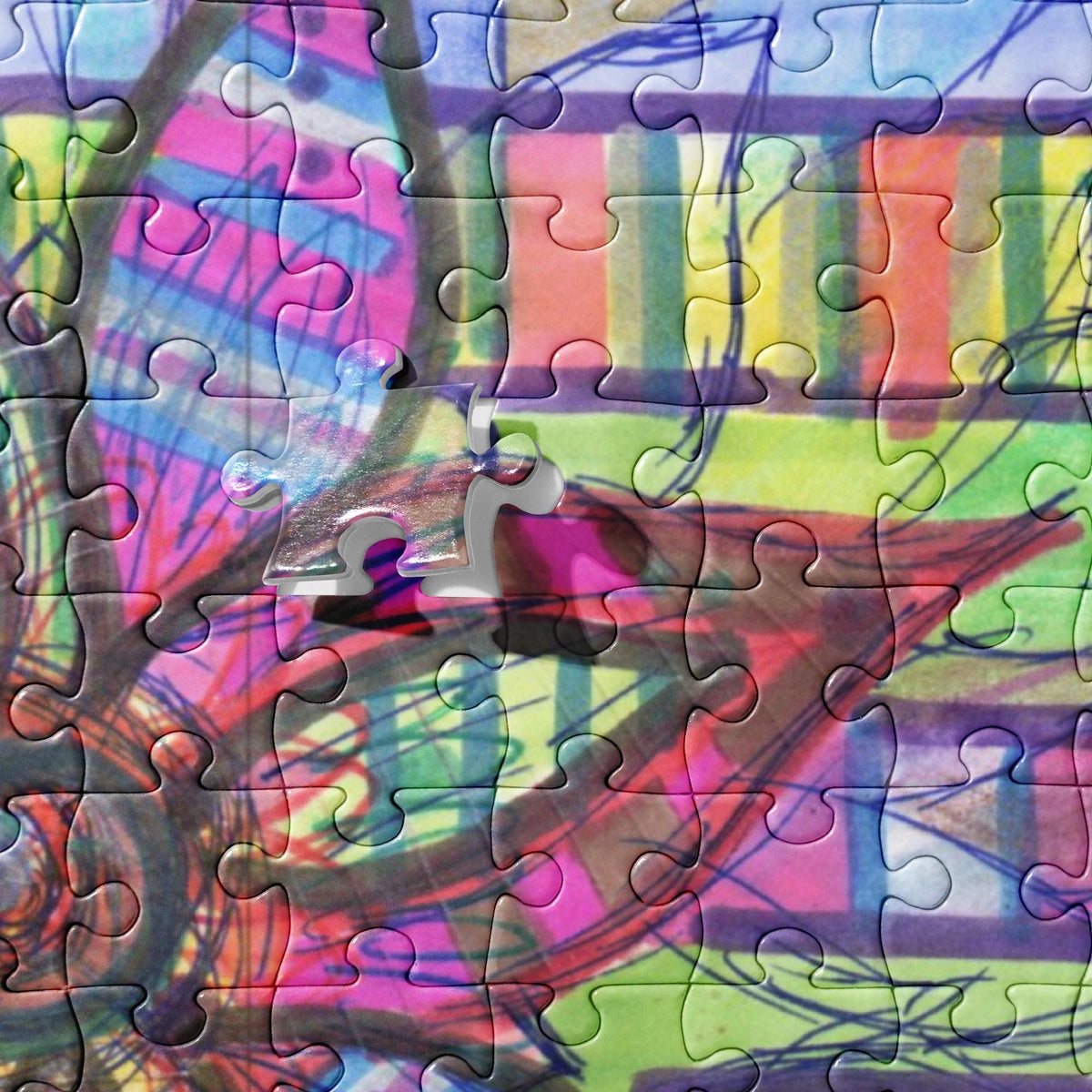 Abstract Flower Jigsaw Puzzle – Vibrant Rainbow Art, 252 Pieces
