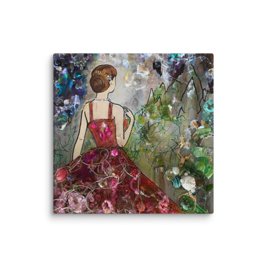 Stretched Canvas Print – Mixed Media Collage Wall Art – Contemporary Figurative Art
