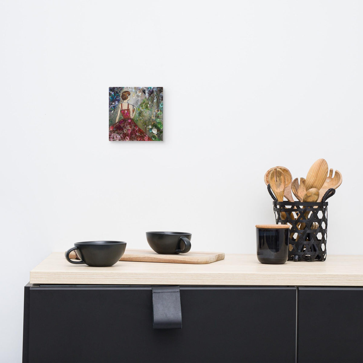 Stretched Canvas Print – Mixed Media Collage Wall Art – Contemporary Figurative Art