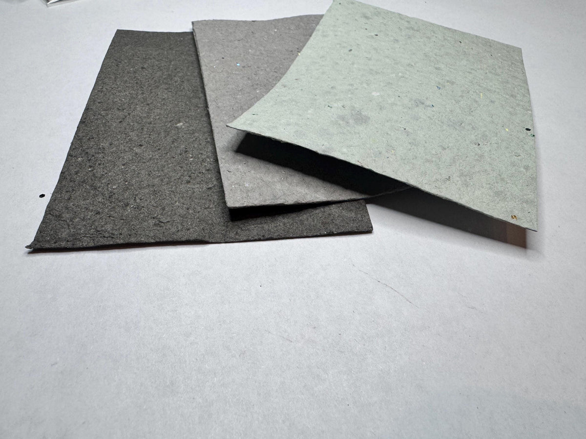 Handmade Deckled Edge Notecards – Rustic Recycled Paper Stationery (set of 3)