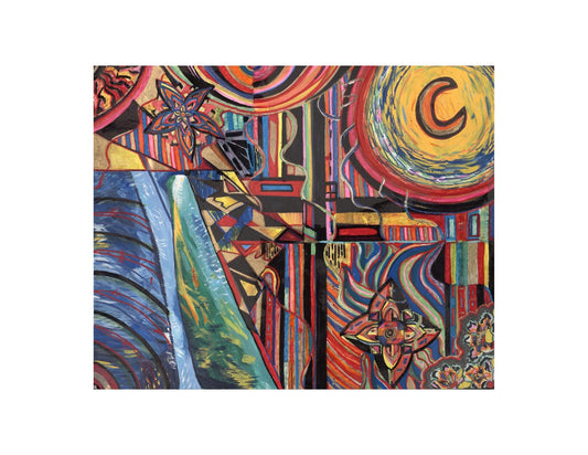 Moon Wall Print | Colorful Abstract Art | Psychedelic Celestial Artwork | Cosmic Decor on 8.5x11 Cardstock