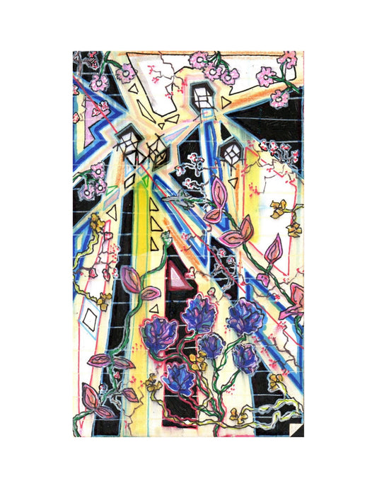 Abstract Botanical Print | Colorful Wildflower Garden Illustration (8.5x11 Print)