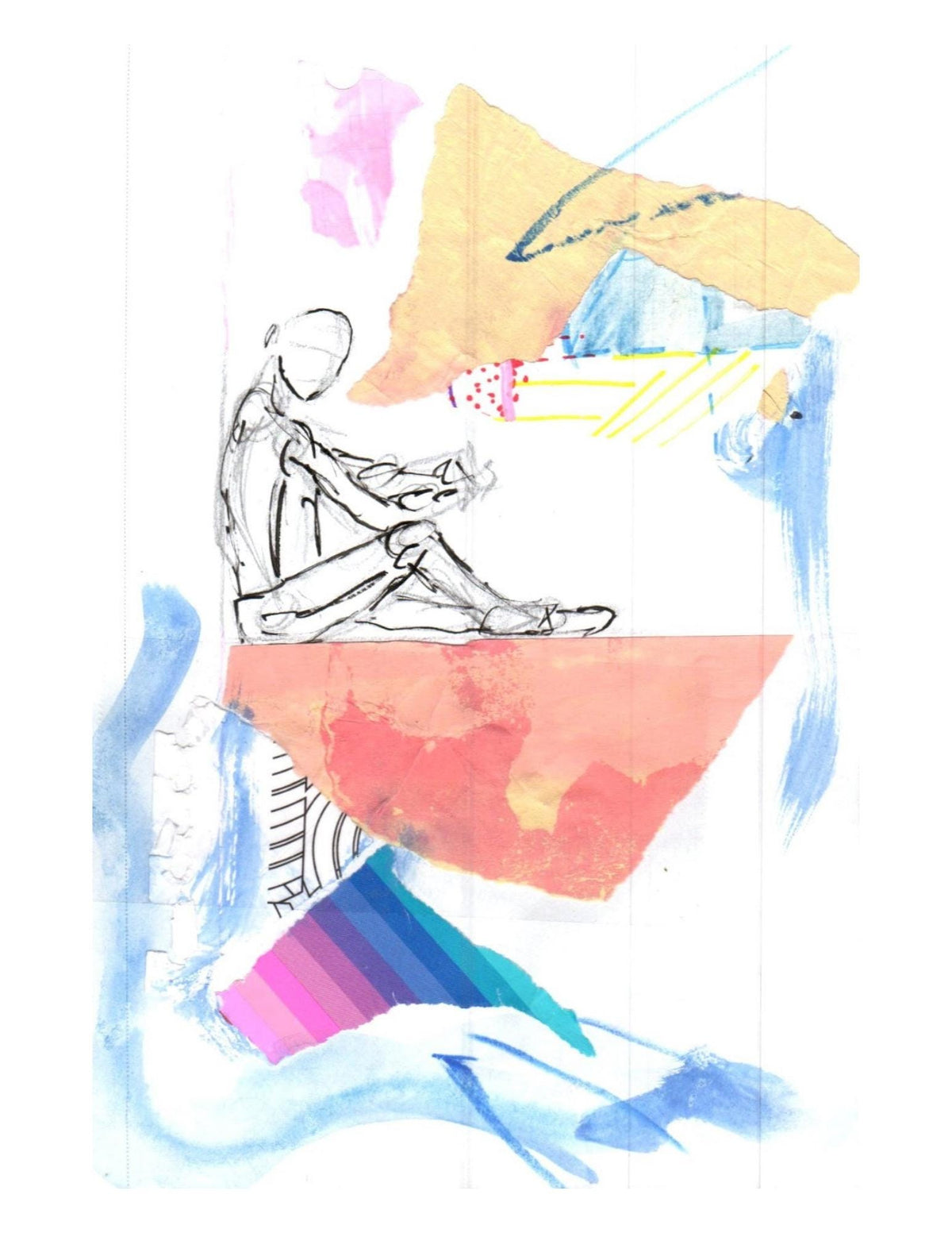 Abstract Figure Art Prints | Modern Minimalist Collage (Set of 2, 5.5x8.5)