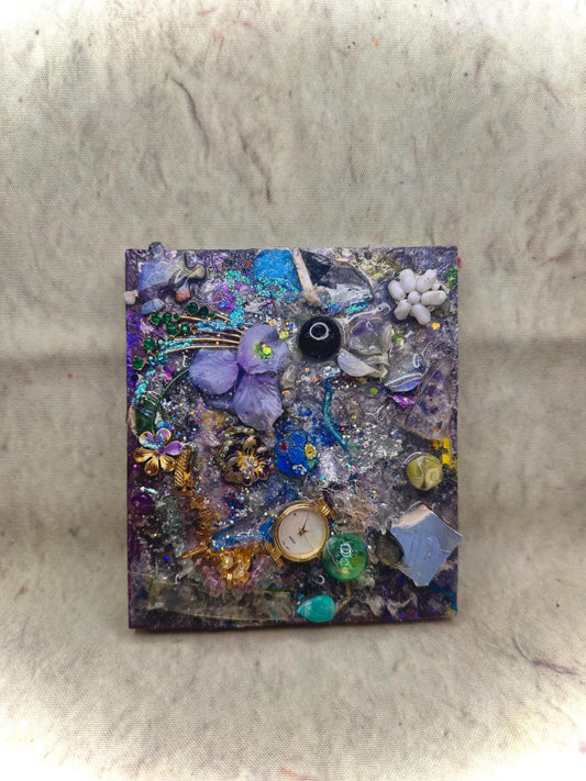 Time Seedling – Original Found Object Assemblage | Mixed Media Collage on Wood