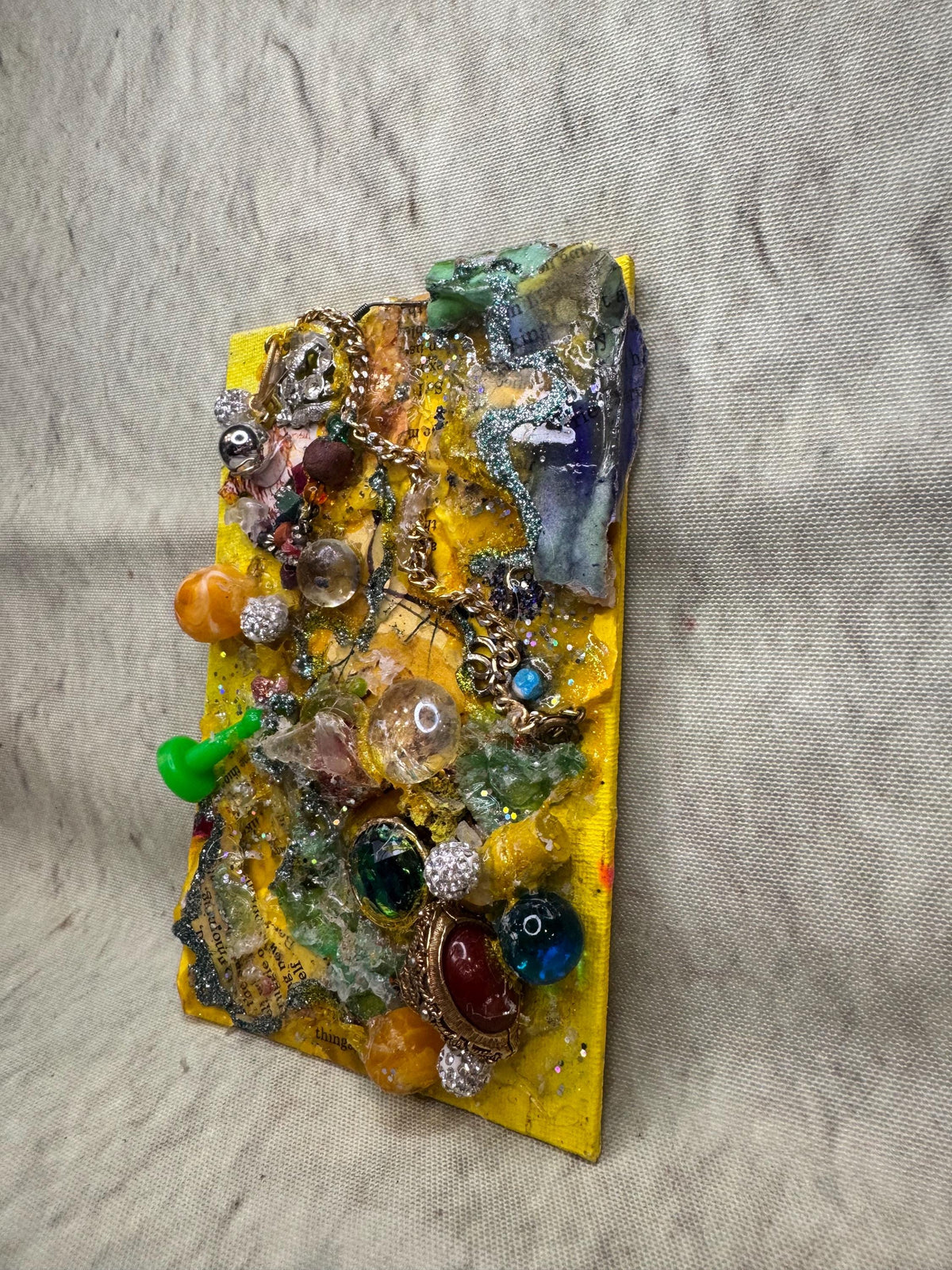 Pollen Party – Original Found Object Assemblage | Mixed Media Collage on Canvas