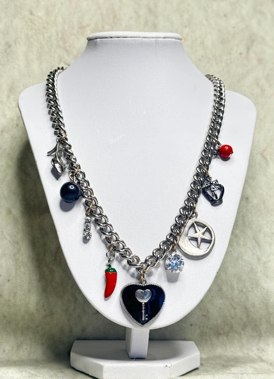 Maximalist Charm Necklace  – Charm Constellation Series  –Eclectic Trendy One-of-a-Kind Statement Jewelry