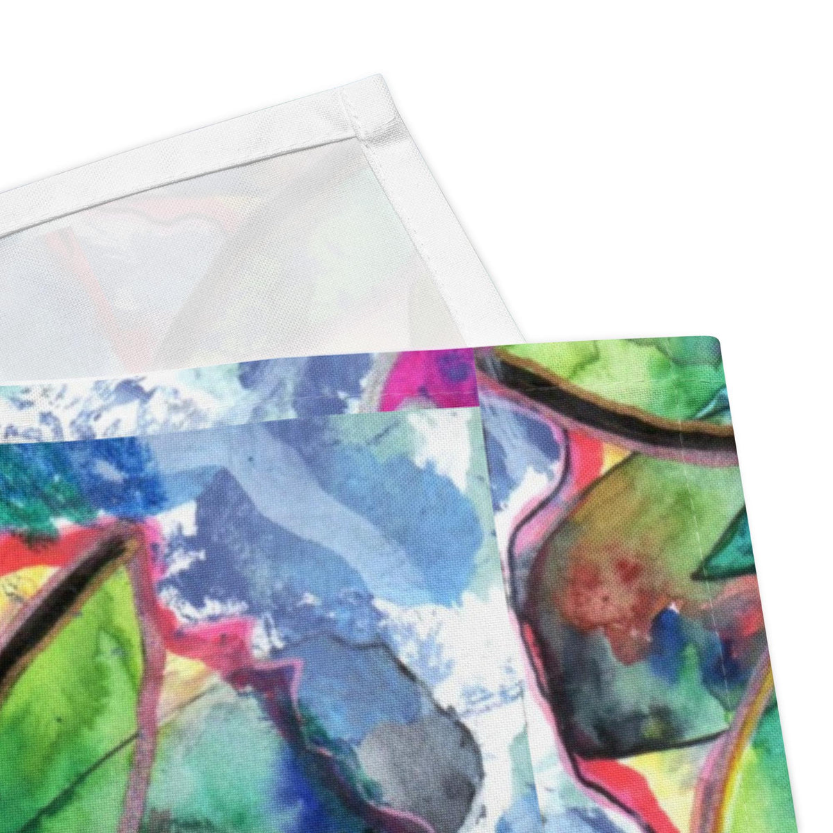 Abstract Floral Fabric Art – Blue Textile Wall Hanging (20x20 inches)