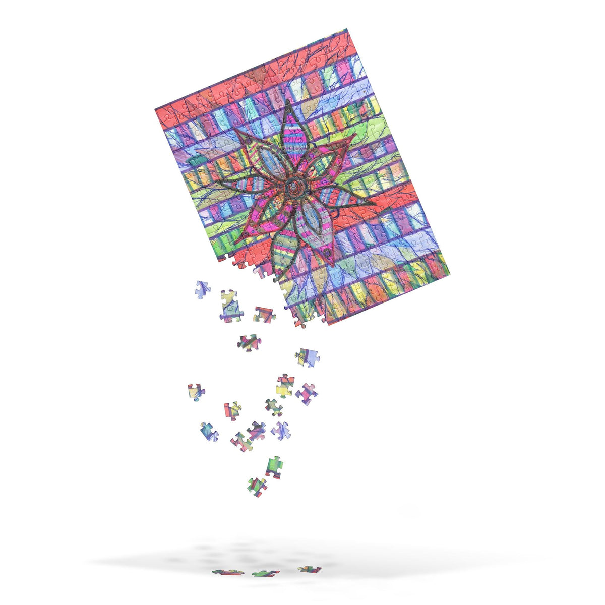 Abstract Flower Jigsaw Puzzle – Vibrant Rainbow Art, 252 Pieces