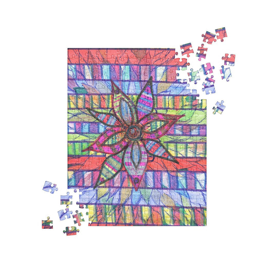 Abstract Flower Jigsaw Puzzle – Vibrant Rainbow Art, 252 Pieces