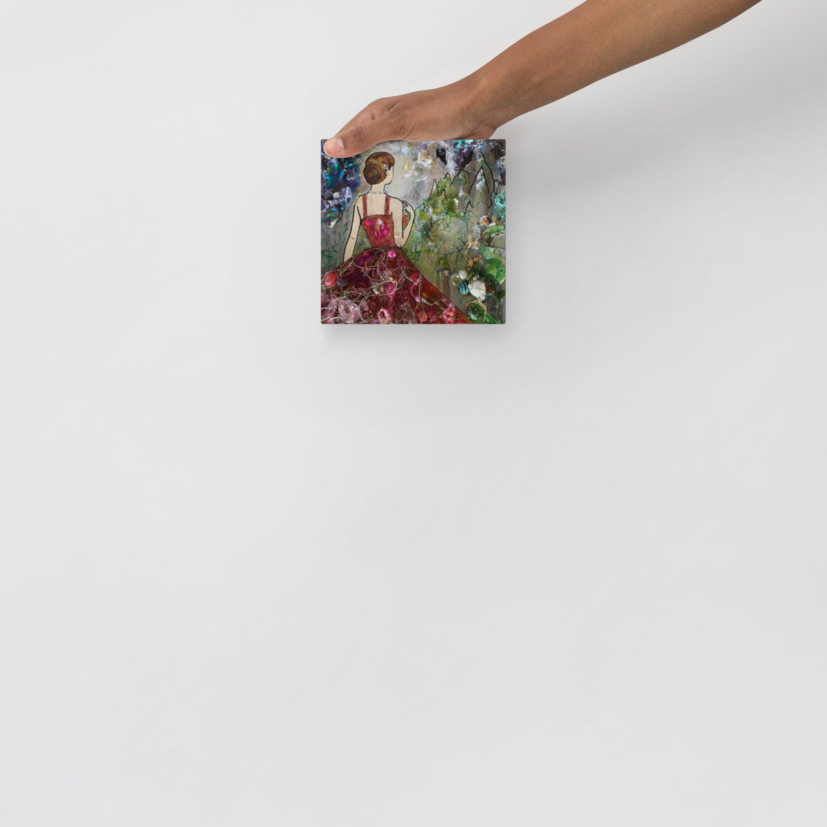 Stretched Canvas Print – Mixed Media Collage Wall Art – Contemporary Figurative Art