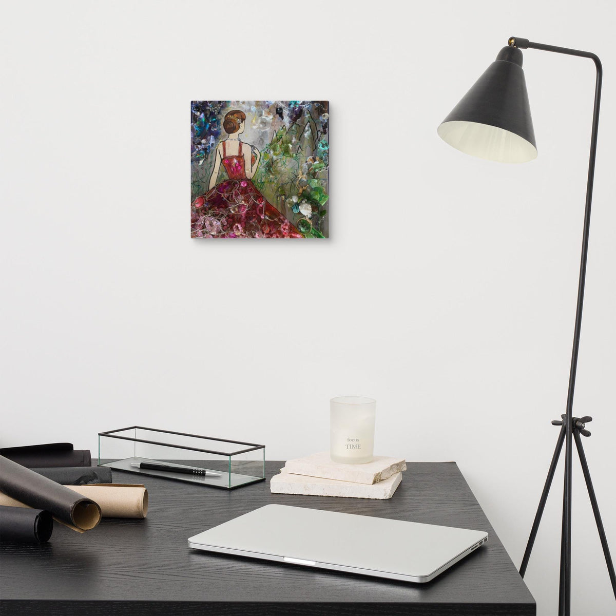 Stretched Canvas Print – Mixed Media Collage Wall Art – Contemporary Figurative Art