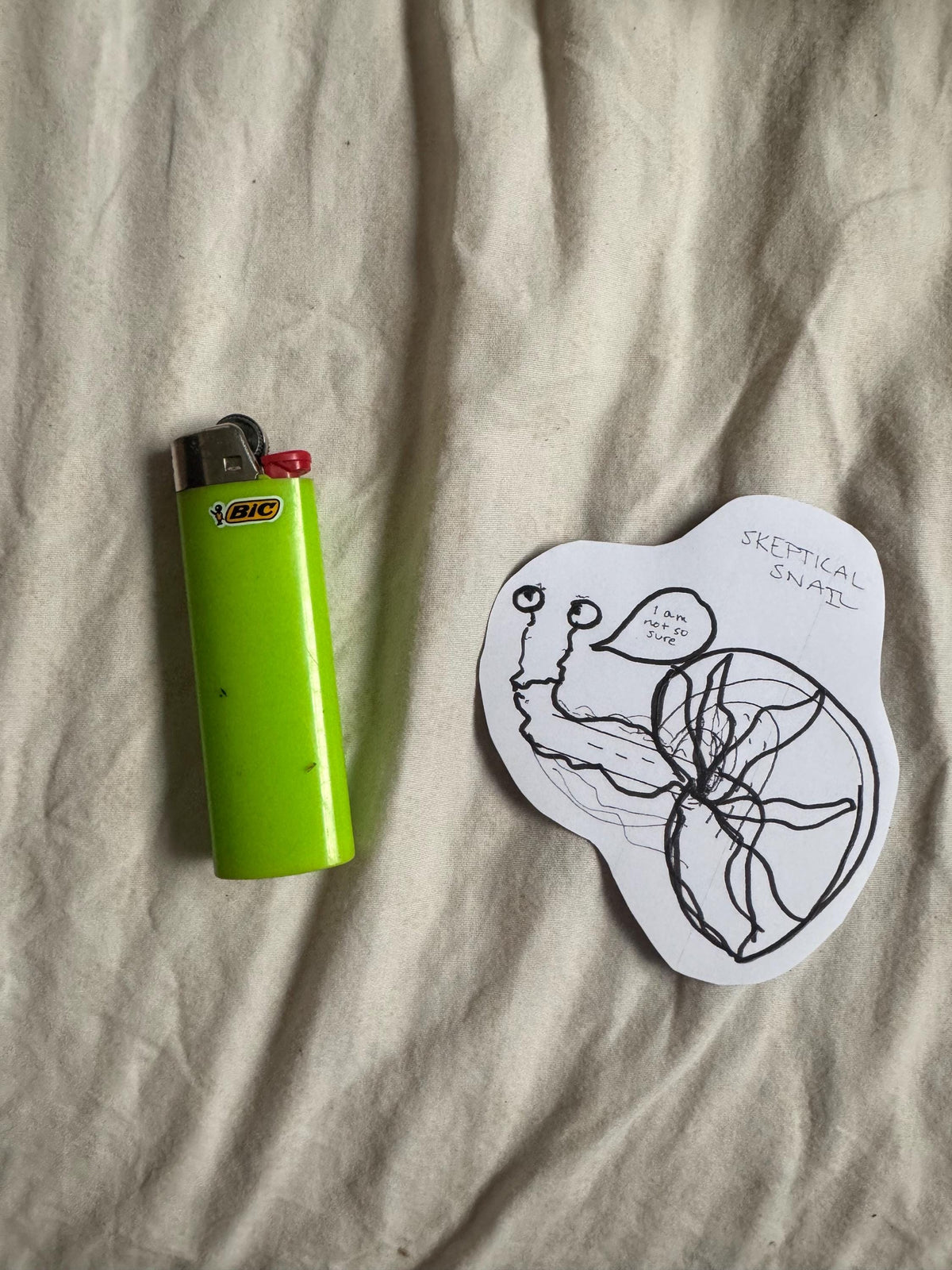 Skeptical Snail Sticker –  Tiny Judgmental Friend