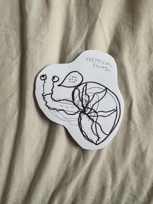 Skeptical Snail Sticker –  Tiny Judgmental Friend