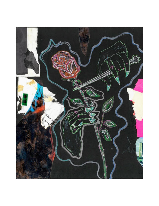 Rose Hands Art Print – Dark Romantic Abstract Surrealism (8.5x11 Cardstock)