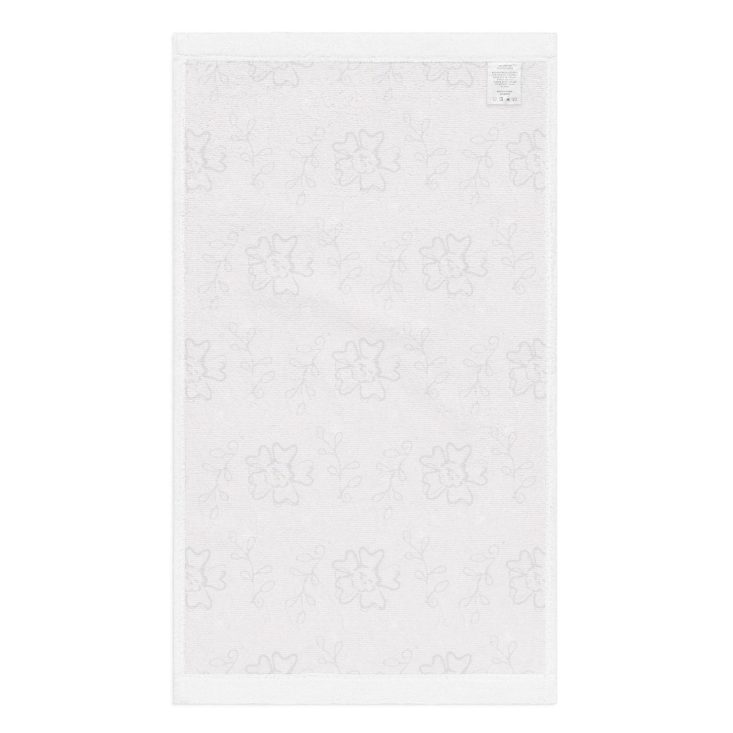 Floral Hand Towel | Grey and Pink Rose Botanical Art Kitchen Towel | 16x28 Cotton Blend