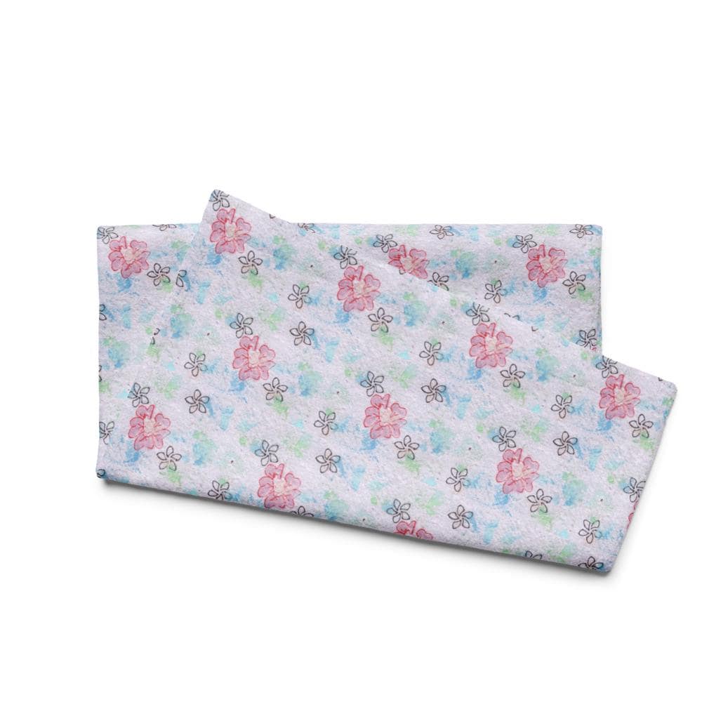 Floral Kitchen Towel – Pink Botanical Print, Earthy Paper Texture Tea Towel