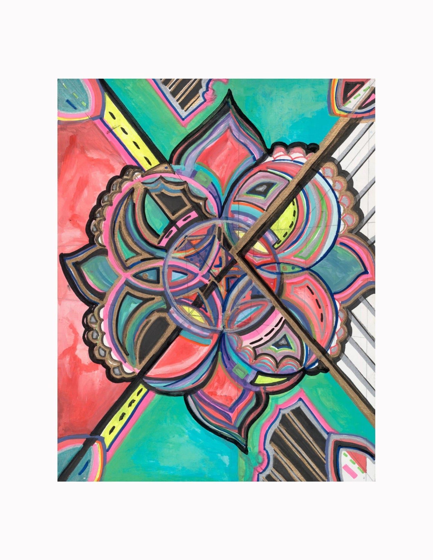 Surreal Floral Abstract Landscape Print – Colorful Psychedelic Wall Art (8.5x11 Cardstock)