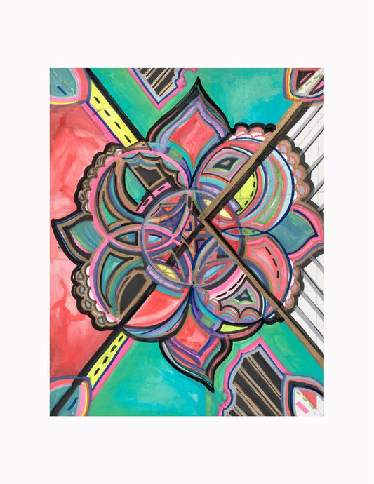Surreal Floral Abstract Landscape Print – Colorful Psychedelic Wall Art (8.5x11 Cardstock)