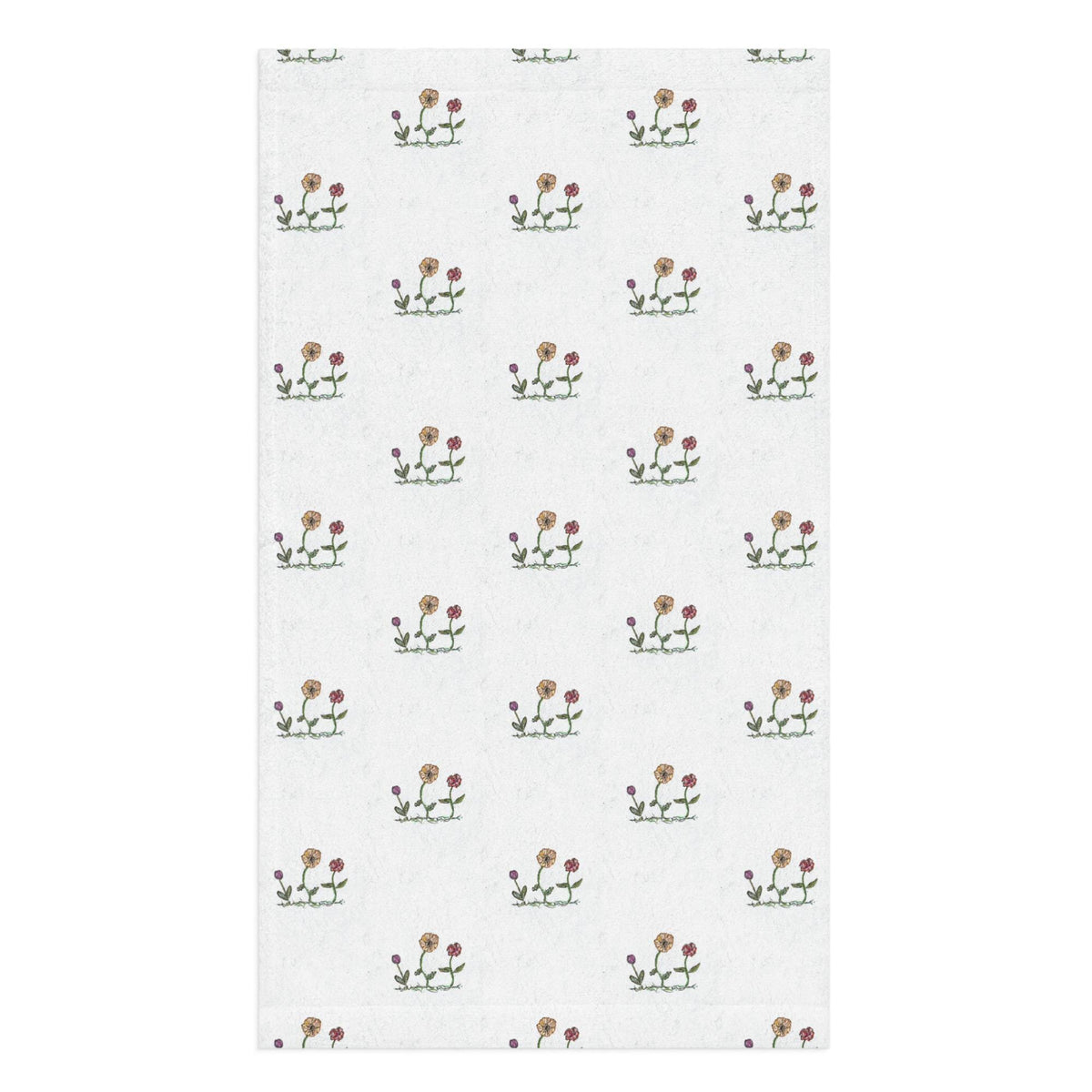 Minimal Floral Kitchen Towel – Wildflower Botanical Print, Paper Texture Tea Towel