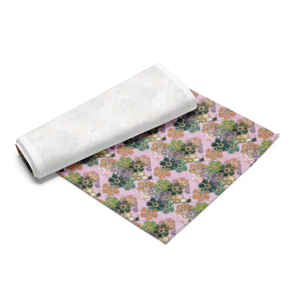 Floral Table Runner – Botanical Art Print, Handmade Paper Texture, Artistic Dining Decor