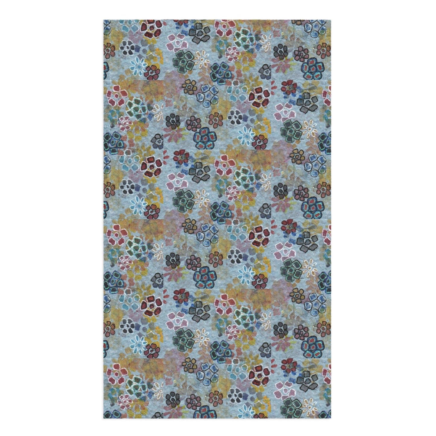 Blue Floral Hand Towel | Botanical Art Kitchen Towel | 16x28 Cotton Blend