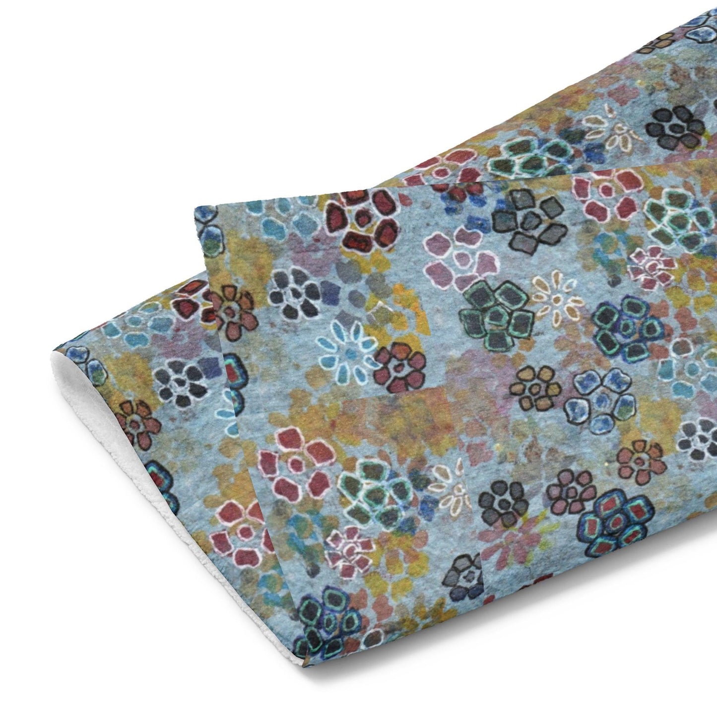 Blue Floral Hand Towel | Botanical Art Kitchen Towel | 16x28 Cotton Blend