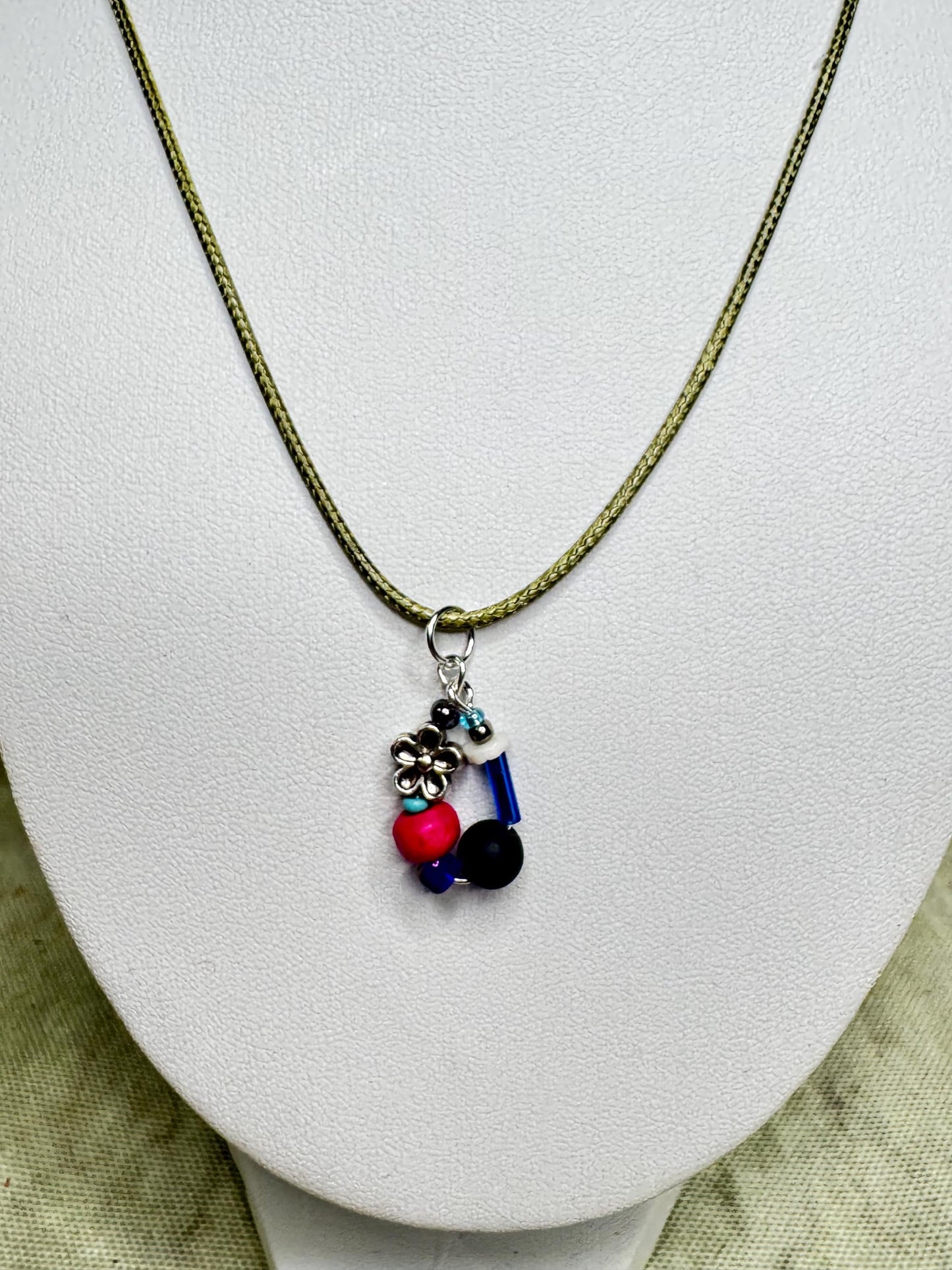 Rescued Bead Charm Necklace | Floor Findings Statement Pendant | One-of-a-Kind Found Materials Beaded Dainty Jewelry