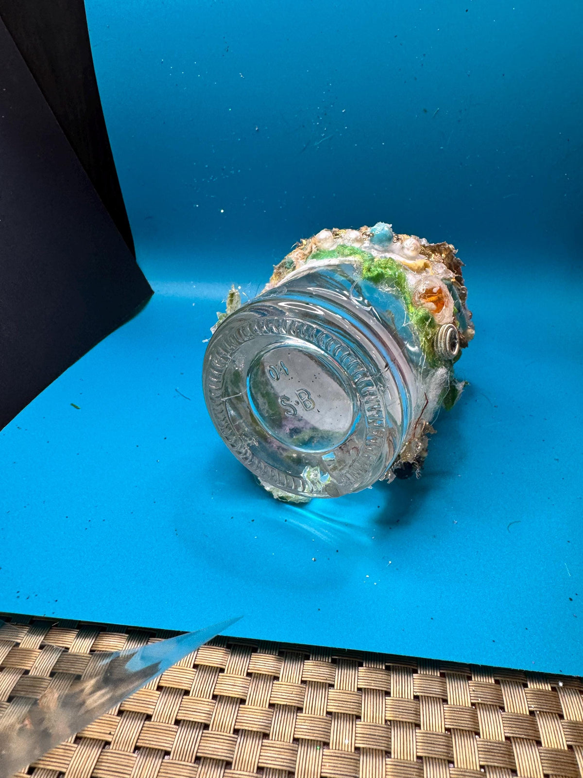 Upcycled Bottle Vase – Mixed Media Textile Assemblage Sculpture – Statement Home Decor