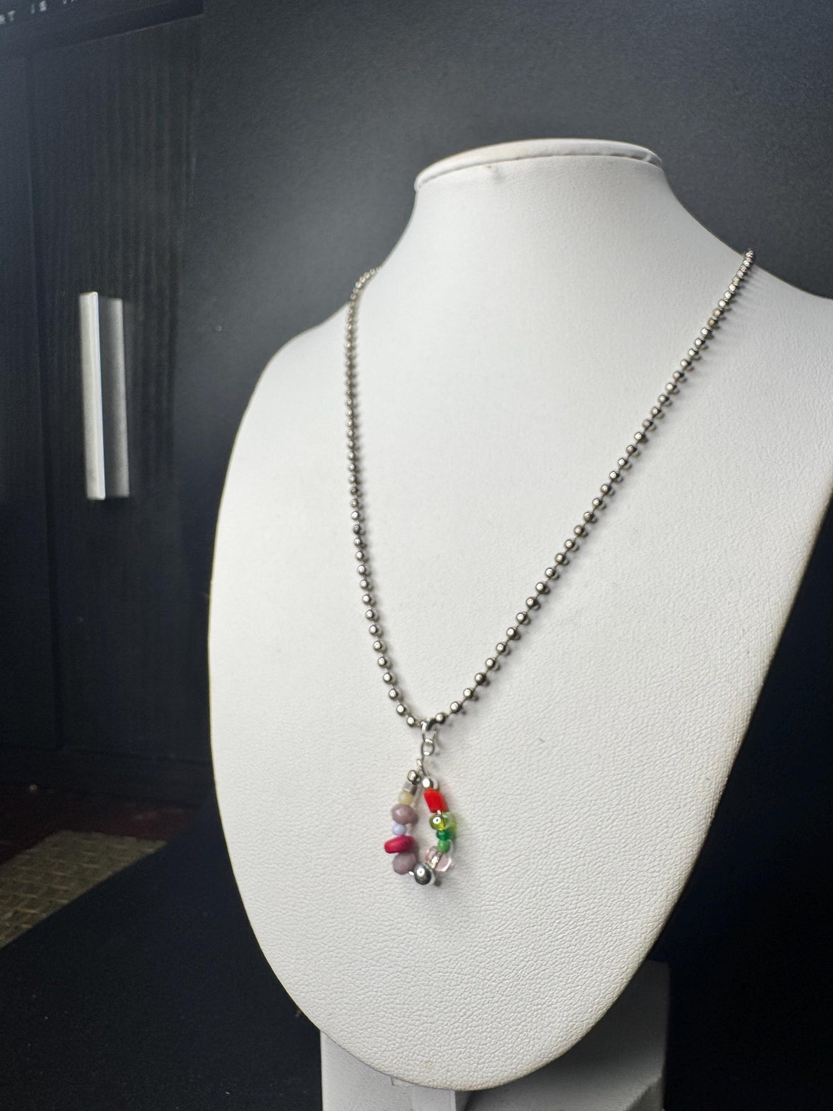 Rescued Bead Charm Necklace | Floor Findings Statement Pendant | One-of-a-Kind Found Materials Beaded Dainty Jewelry