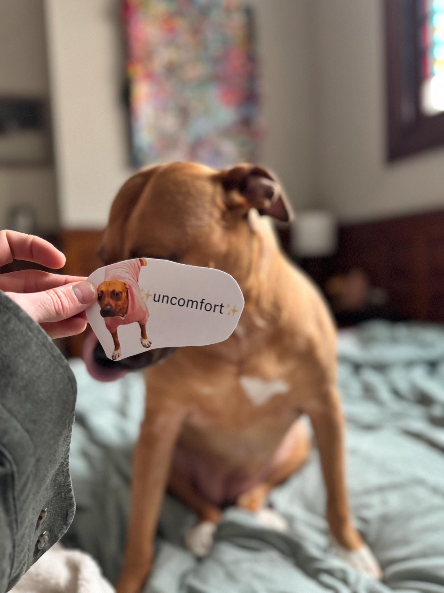 Funny Dog Sticker | Wee Woo Meme, Anxiety Emotion (2-3in)