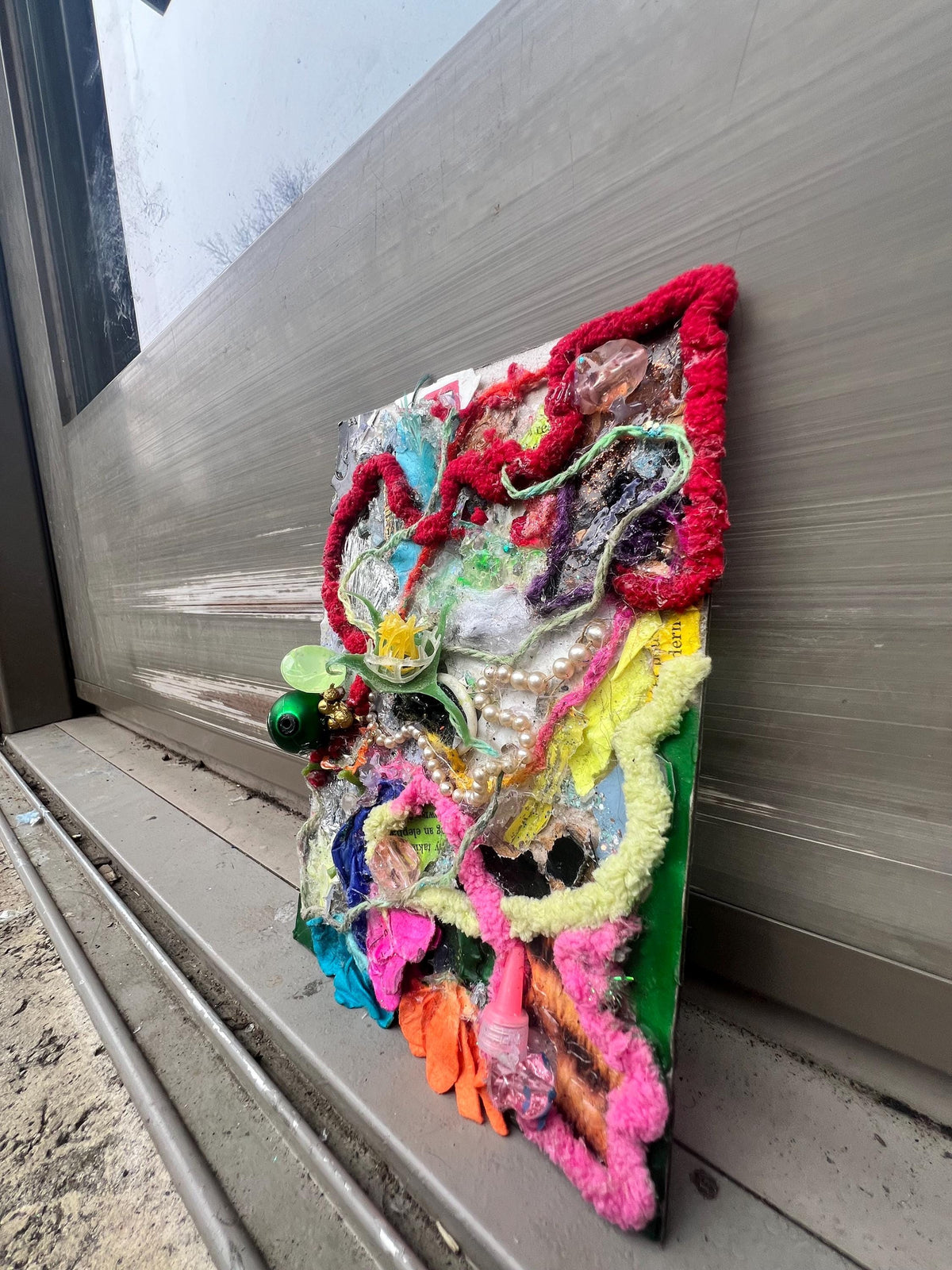 Coral Reef Confetti – Original Mixed Media Assemblage | 5inx7in Found Object Wall Art