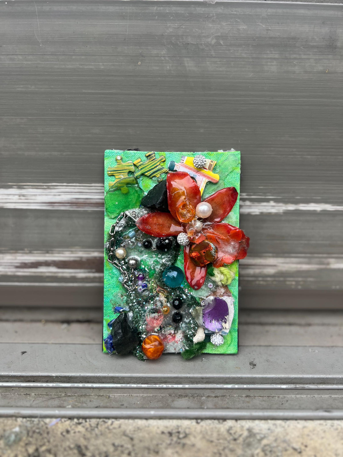 Trash Orchid – Original Mixed Media Assemblage | Found Object Flower Sculpture