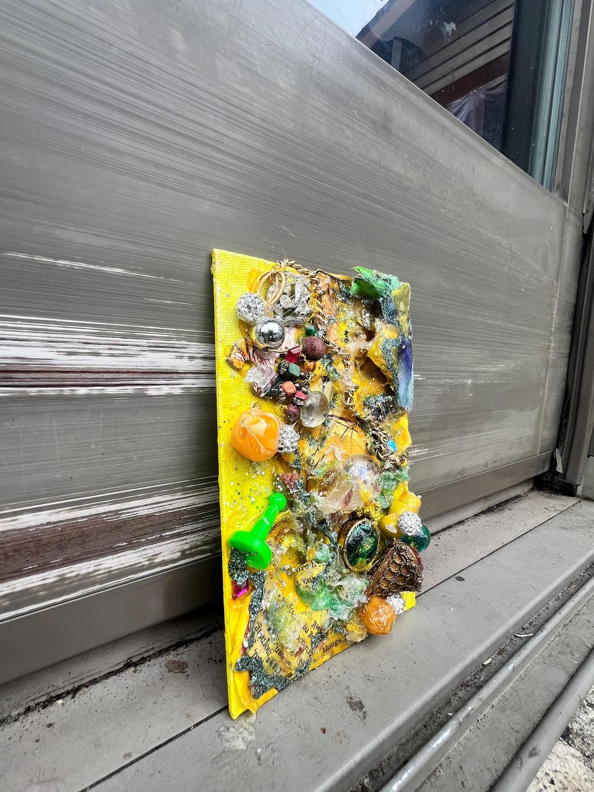 Pollen Party – Original Found Object Assemblage | Mixed Media Collage on Canvas