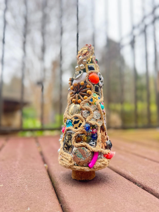 Reclaimed Mixed Media Tree Sculpture – Foraged Relics, Found Object Art, One-of-a-Kind Decor