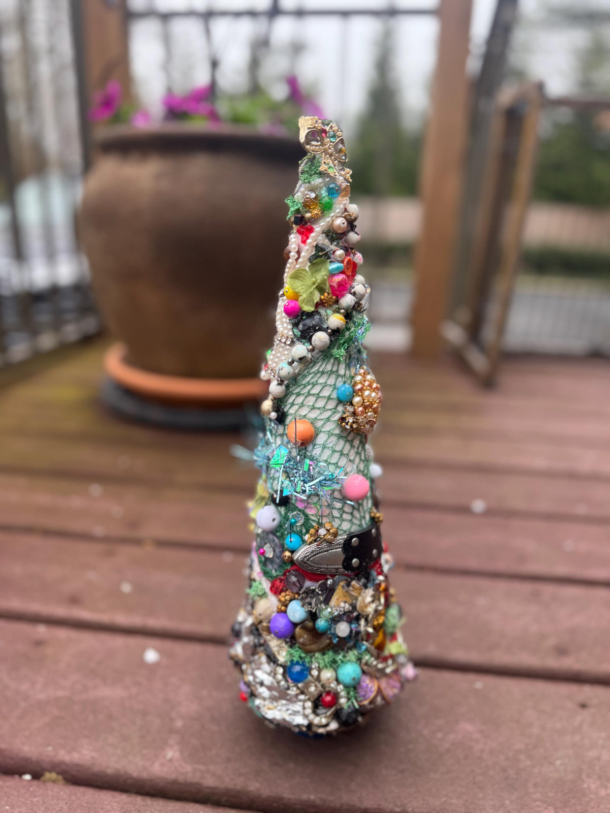 Reclaimed Assemblage Tree Sculpture – Mixed Media Found Object Art – One of a Kind Decor