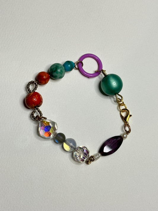 Color Pop Beaded Bracelet – Mixed Bead Charm Bracelet – Playful Handmade Jewelry