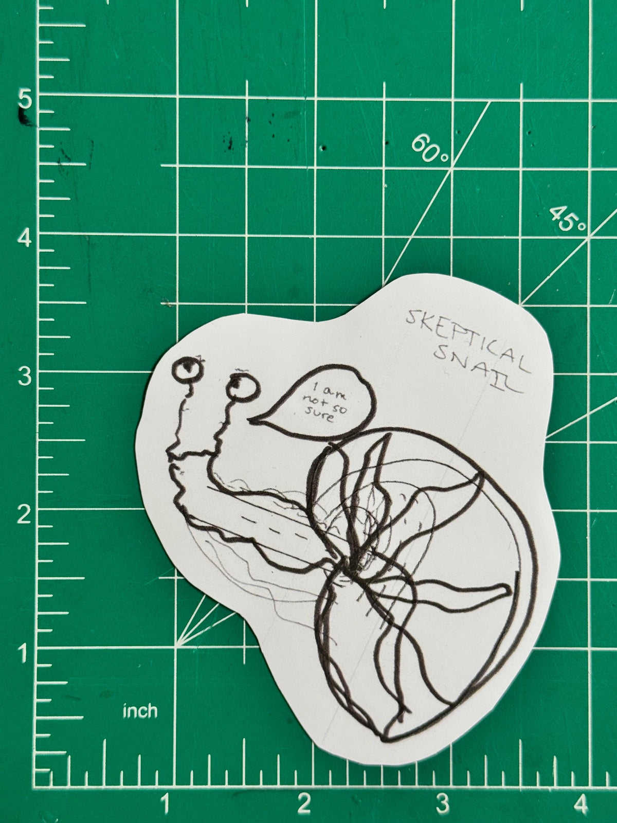 Skeptical Snail Sticker –  Tiny Judgmental Friend