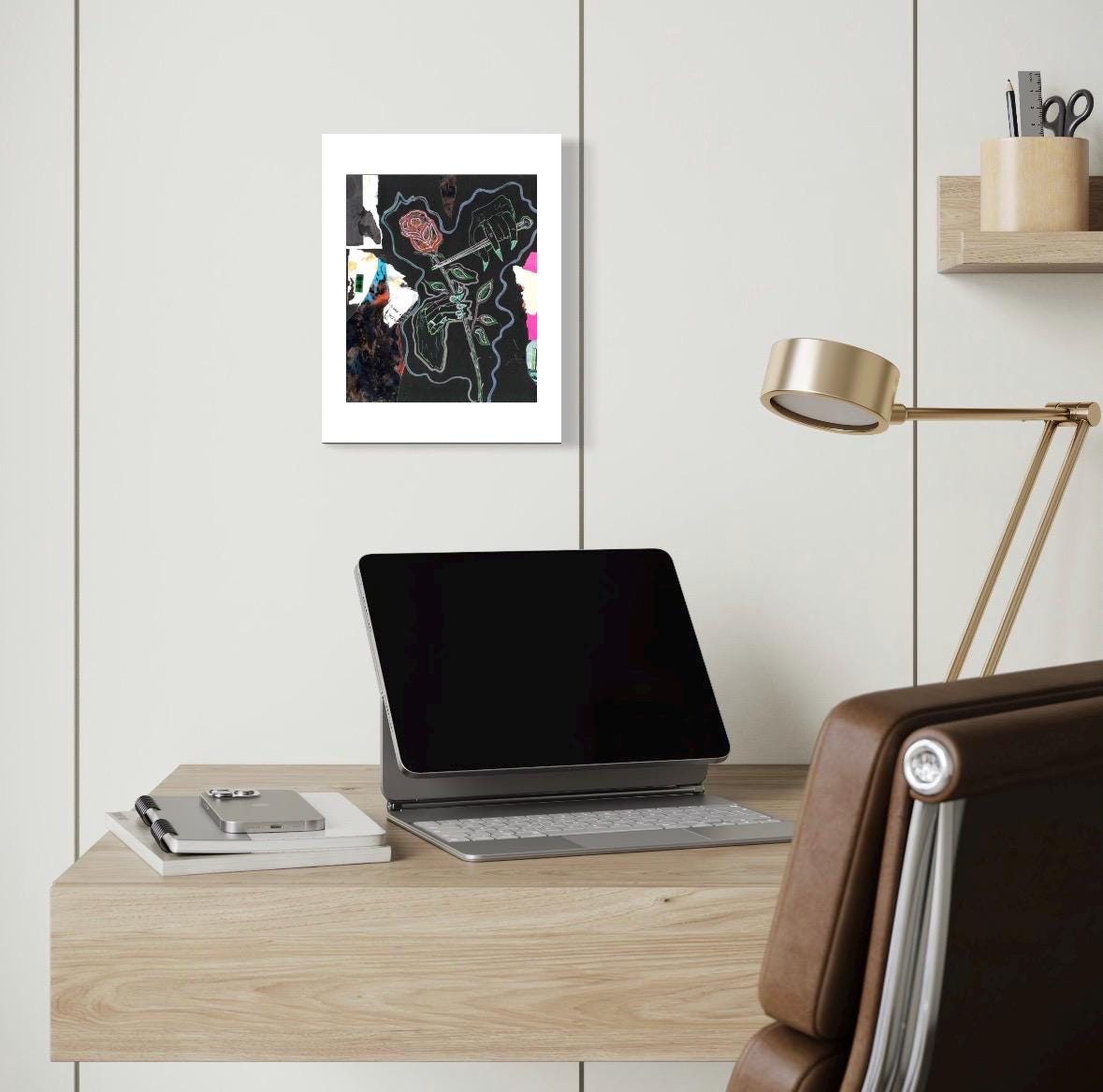 Rose Hands Art Print – Dark Romantic Abstract Surrealism (8.5x11 Cardstock)