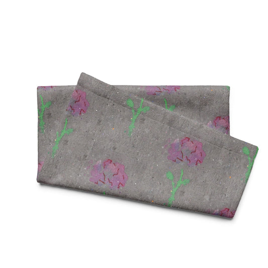 Floral Hand Towel | Grey and Pink Rose Botanical Art Kitchen Towel | 16x28 Cotton Blend