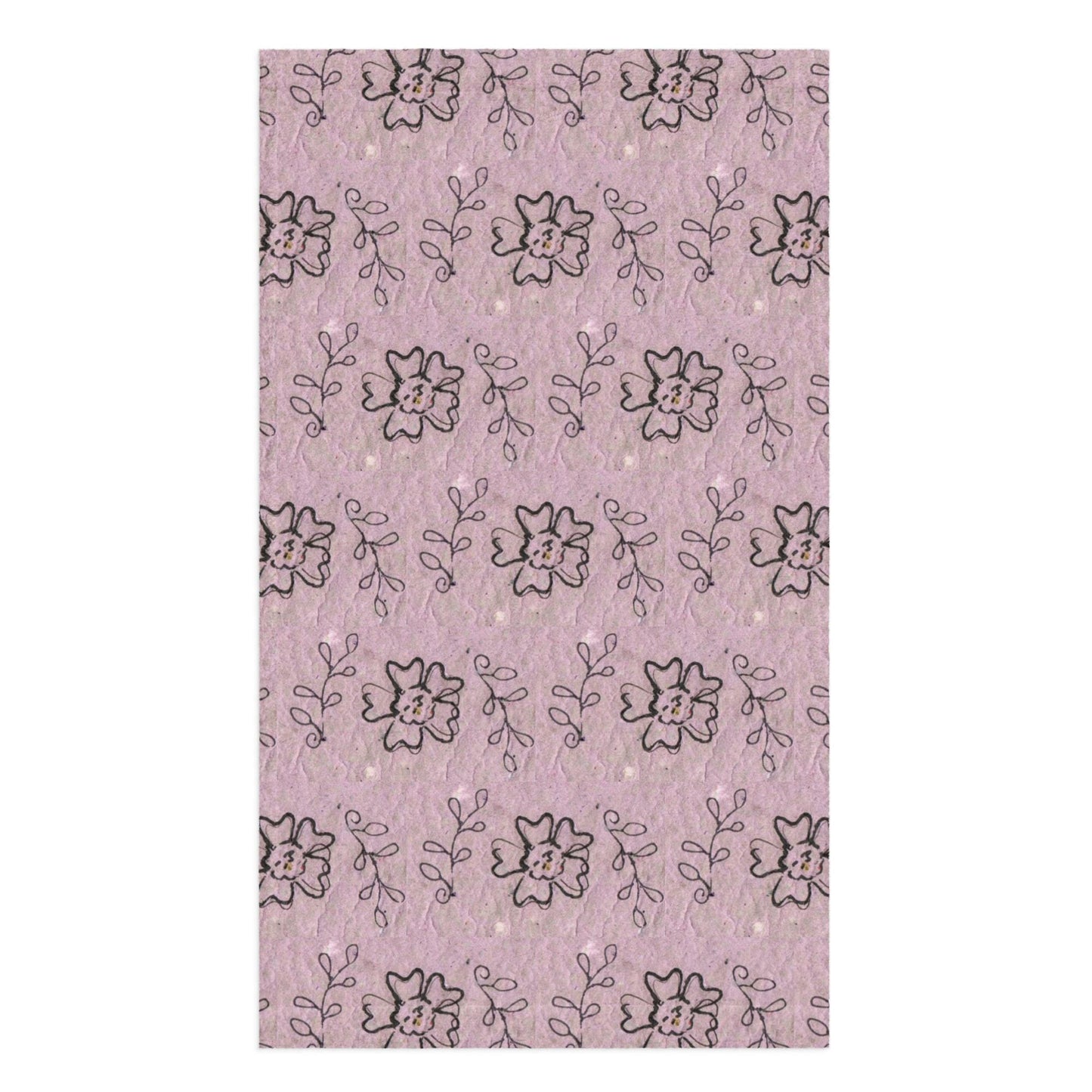 Floral Hand Towel | Grey and Pink Rose Botanical Art Kitchen Towel | 16x28 Cotton Blend