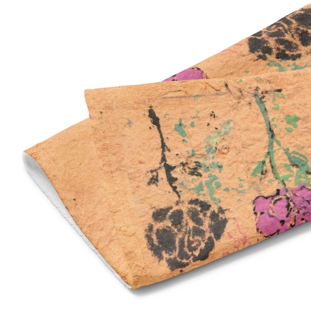 Floral Kitchen Towel – Pink Black Flower Paper Texture Print Tea Towel