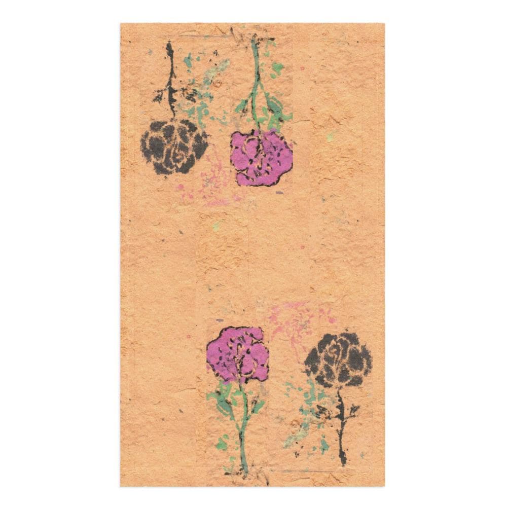 Floral Kitchen Towel – Pink Black Flower Paper Texture Print Tea Towel
